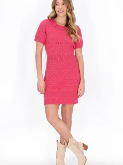 IZIA Damen Kleid in pink - Ausschnitt: Rundhals
