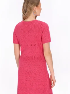 IZIA Damen Kleid in pink - Ausschnitt: Rundhals