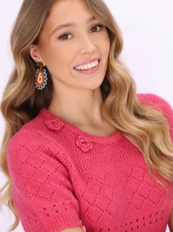 IZIA Damen Kleid in pink - Ausschnitt: Rundhals