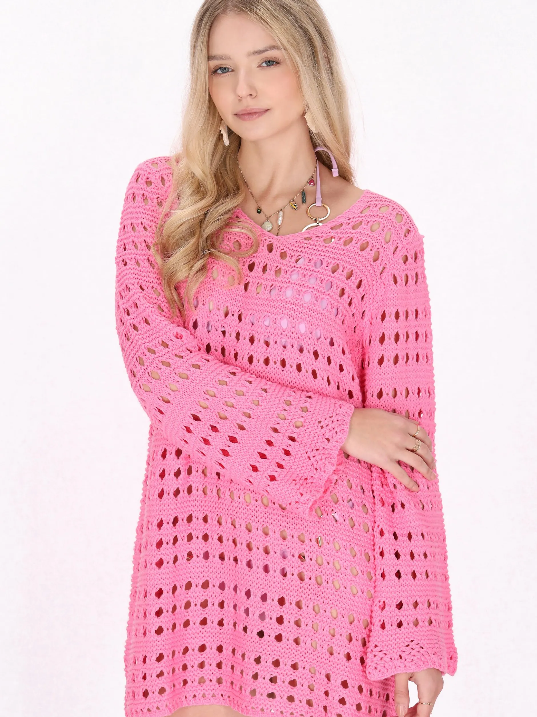 IZIA Damen Kleid in pink - Länge: mittel