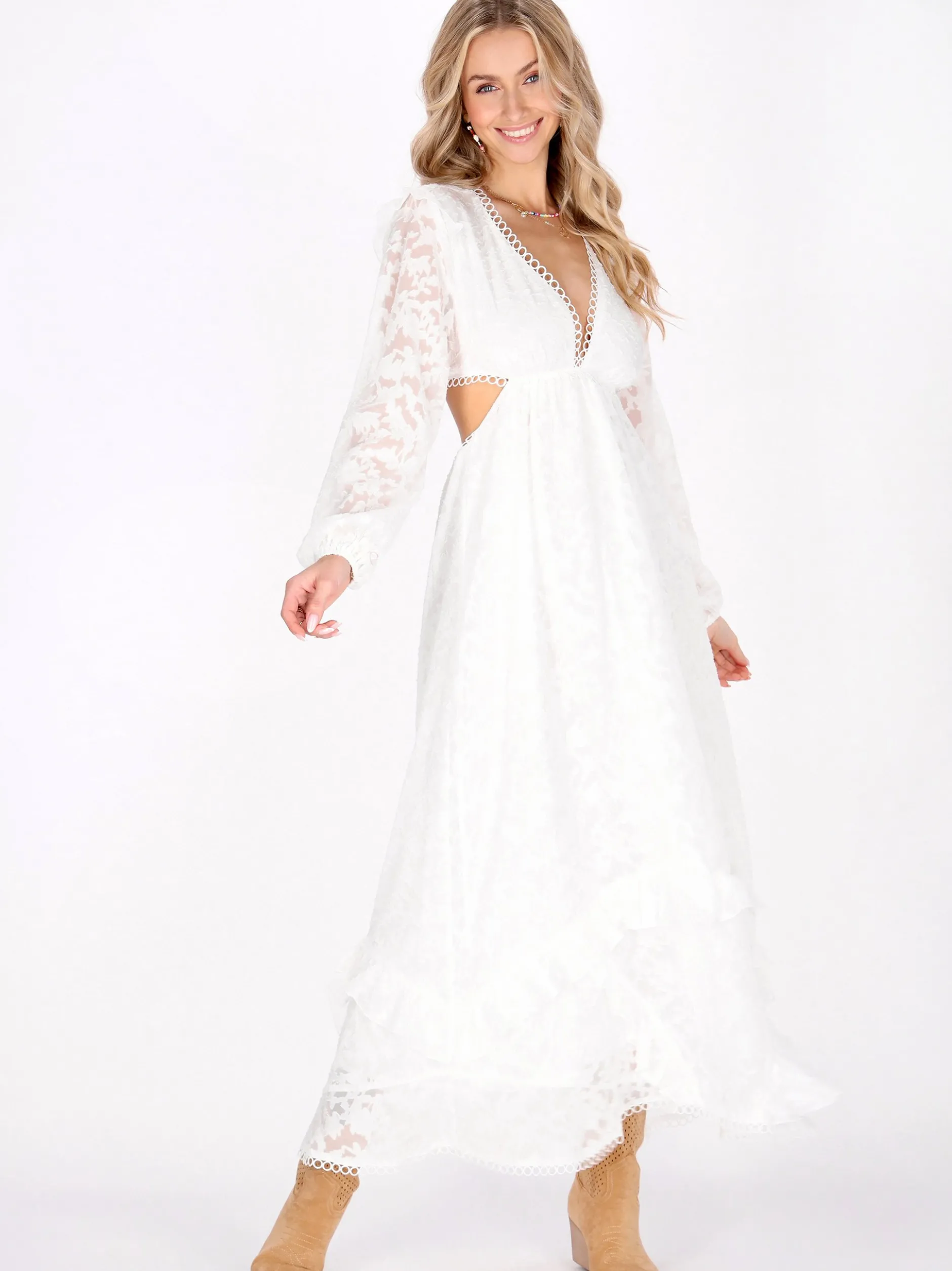 IZIA Damen Kleid in weiß - Länge: mittel
