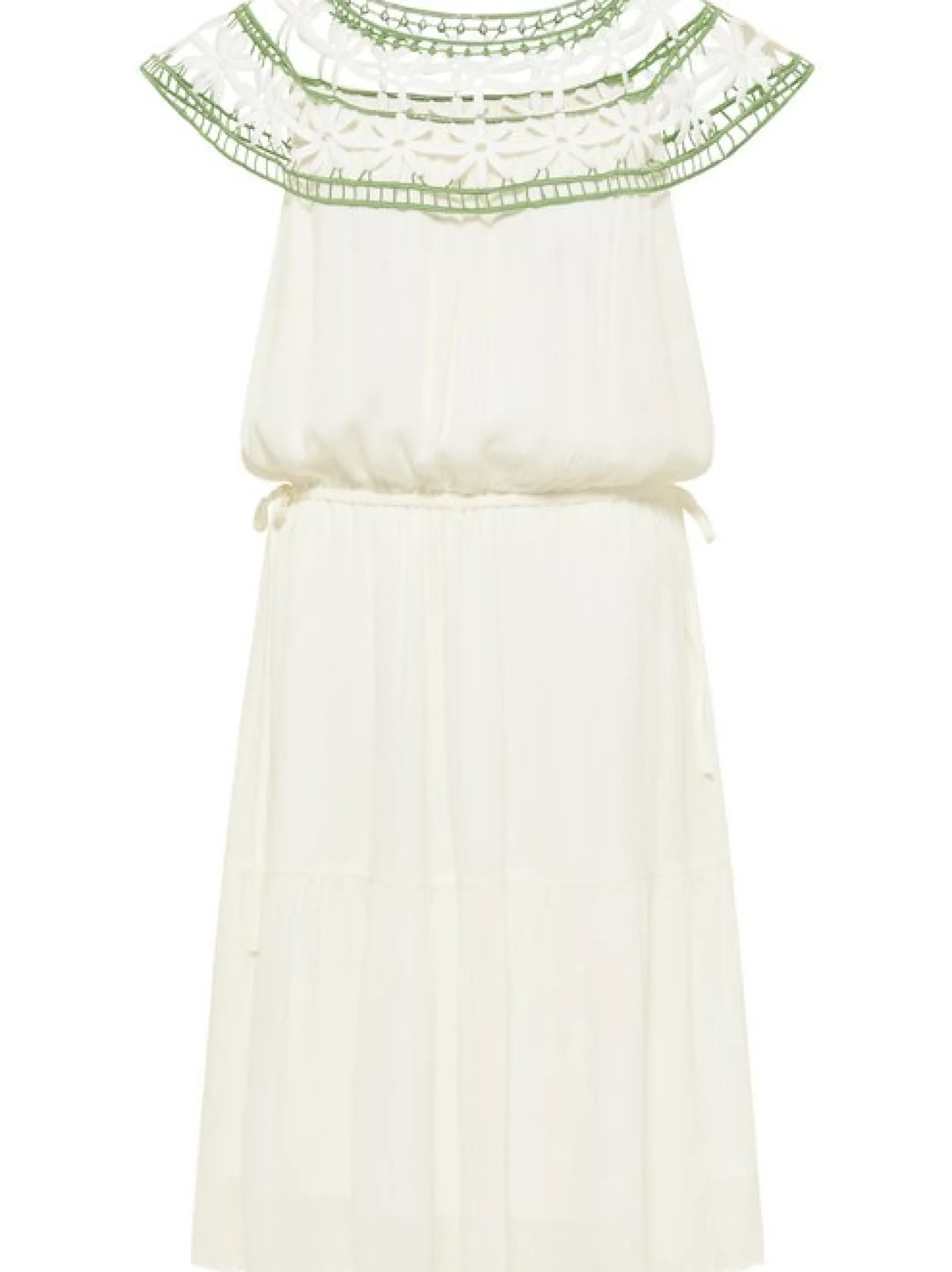 IZIA Damen Kleid mit Blumenspitze in weiß