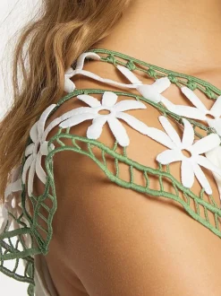 IZIA Damen Kleid mit Blumenspitze in weiß