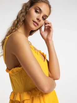 IZIA Damen Maxikleid in orange - Länge: mittel