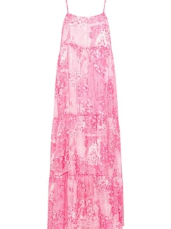 IZIA Damen Maxikleid in pink - Ausschnitt: Karree
