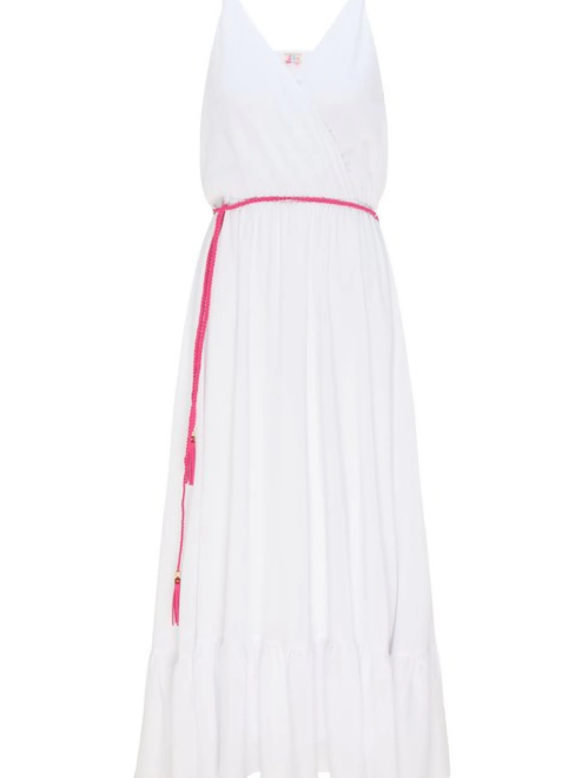 IZIA Damen Maxikleid in weiß - Ausschnitt: V-Ausschnitt