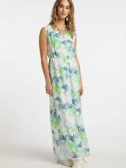 IZIA Damen Maxikleid mit Allover-Print in grün
