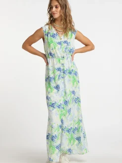IZIA Damen Maxikleid mit Allover-Print in grün
