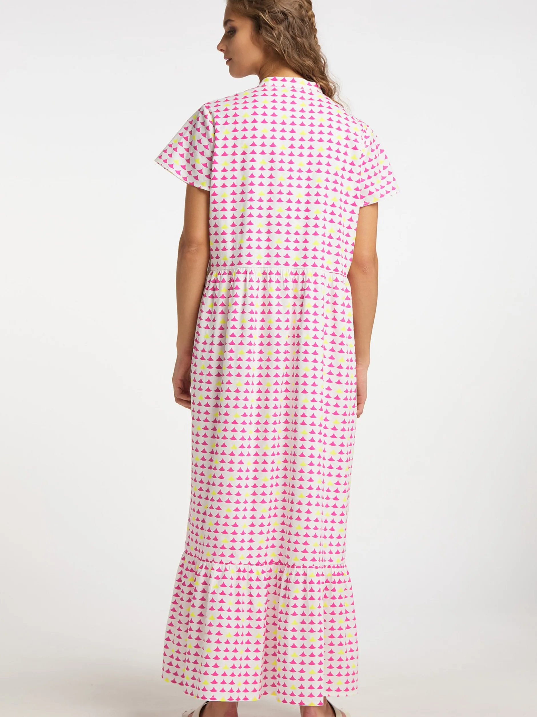 IZIA Damen Maxikleid mit Allover-Print in pink