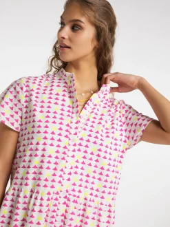 IZIA Damen Maxikleid mit Allover-Print in pink