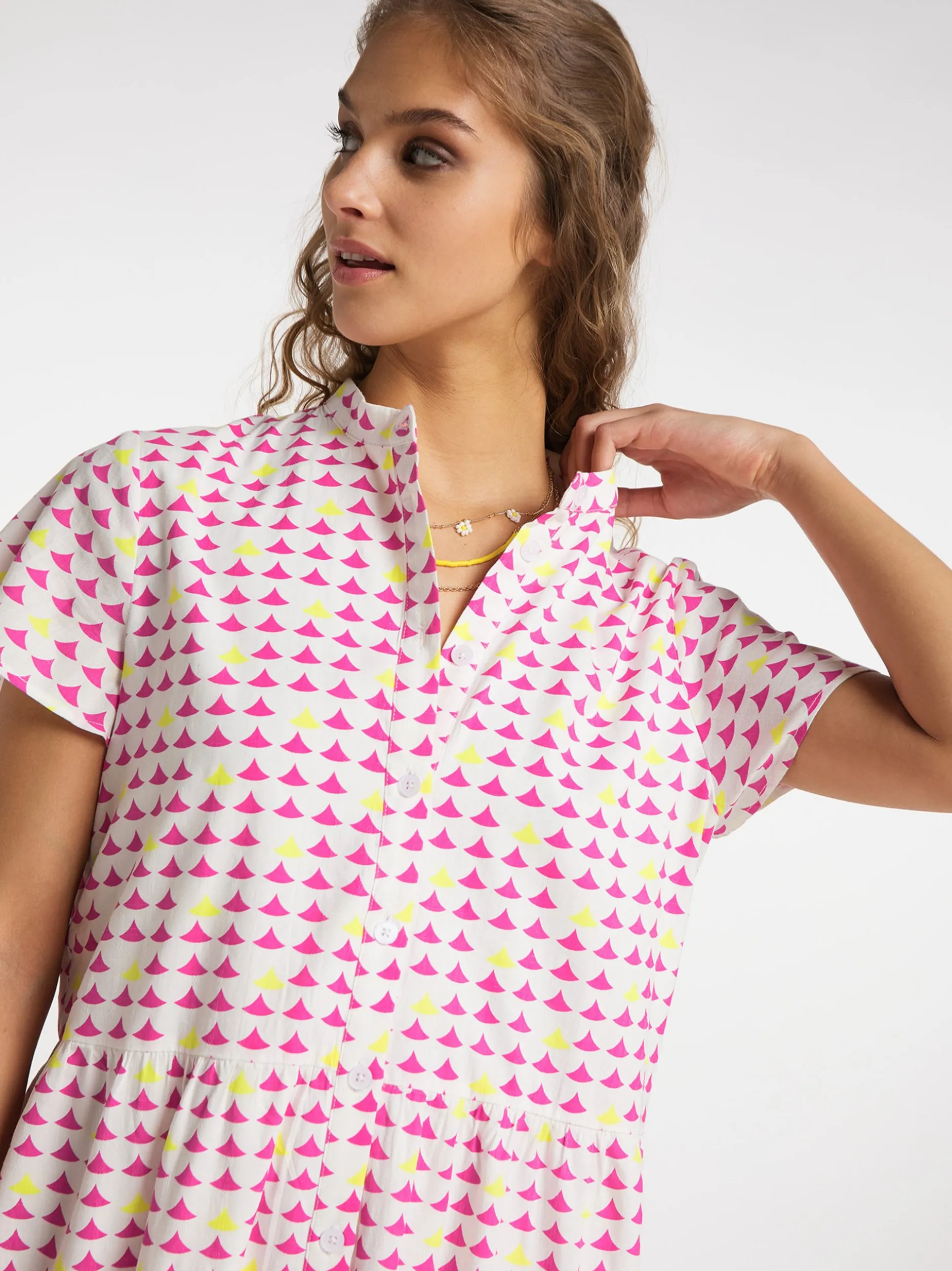 IZIA Damen Maxikleid mit Allover-Print in pink