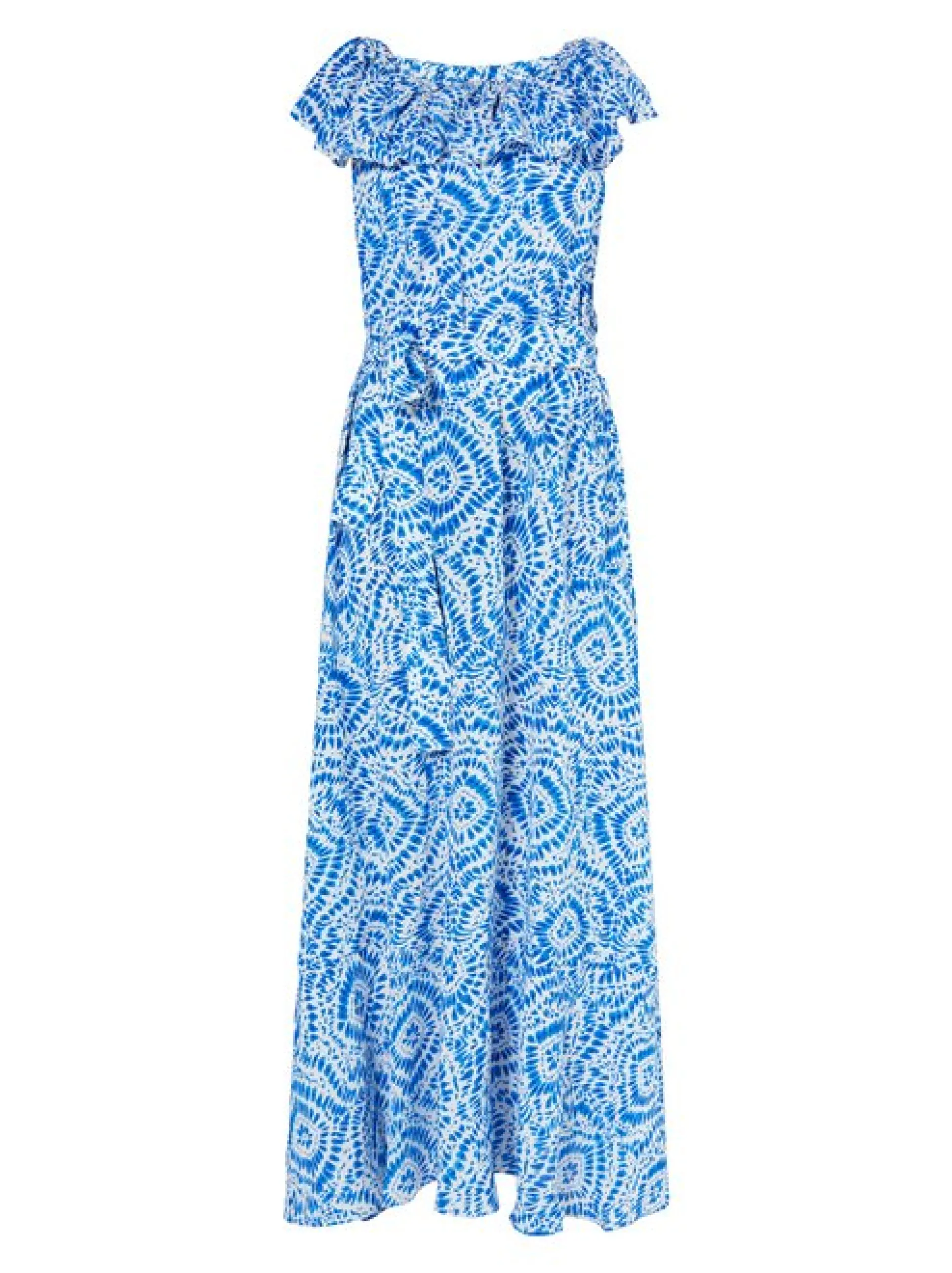 IZIA Damen Maxikleid mit Print in blau - Länge: mittel