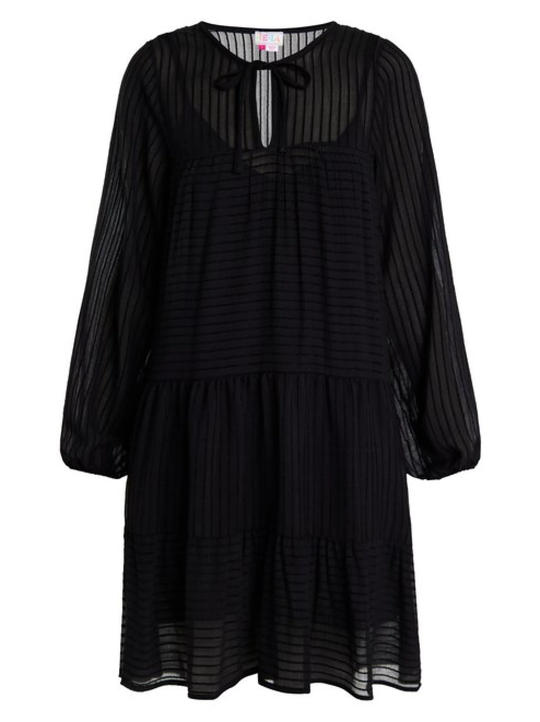 IZIA Damen Midikleid im Streifendesign in schwarz