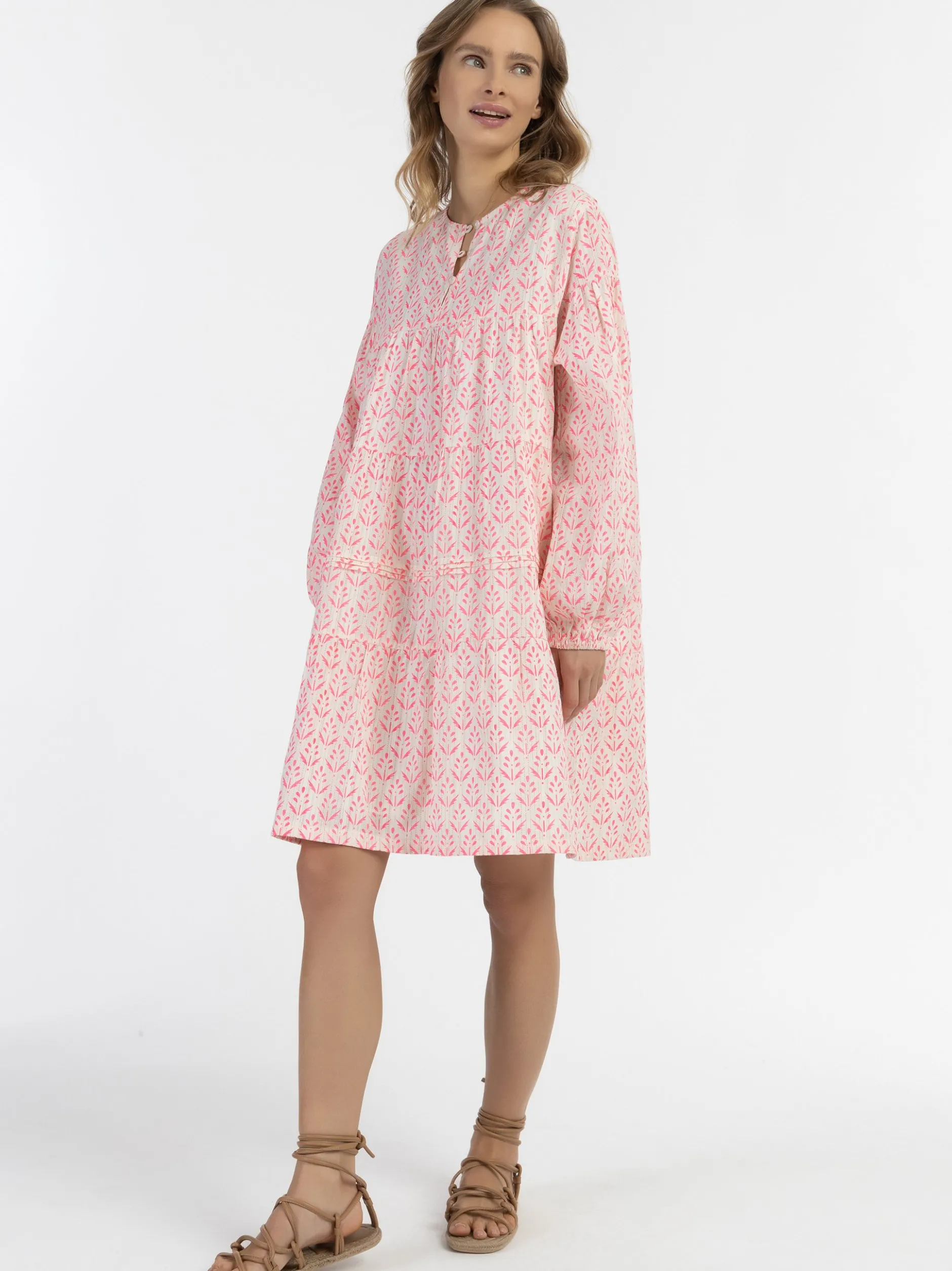 IZIA Damen Midikleid mit Allover-Print in pink