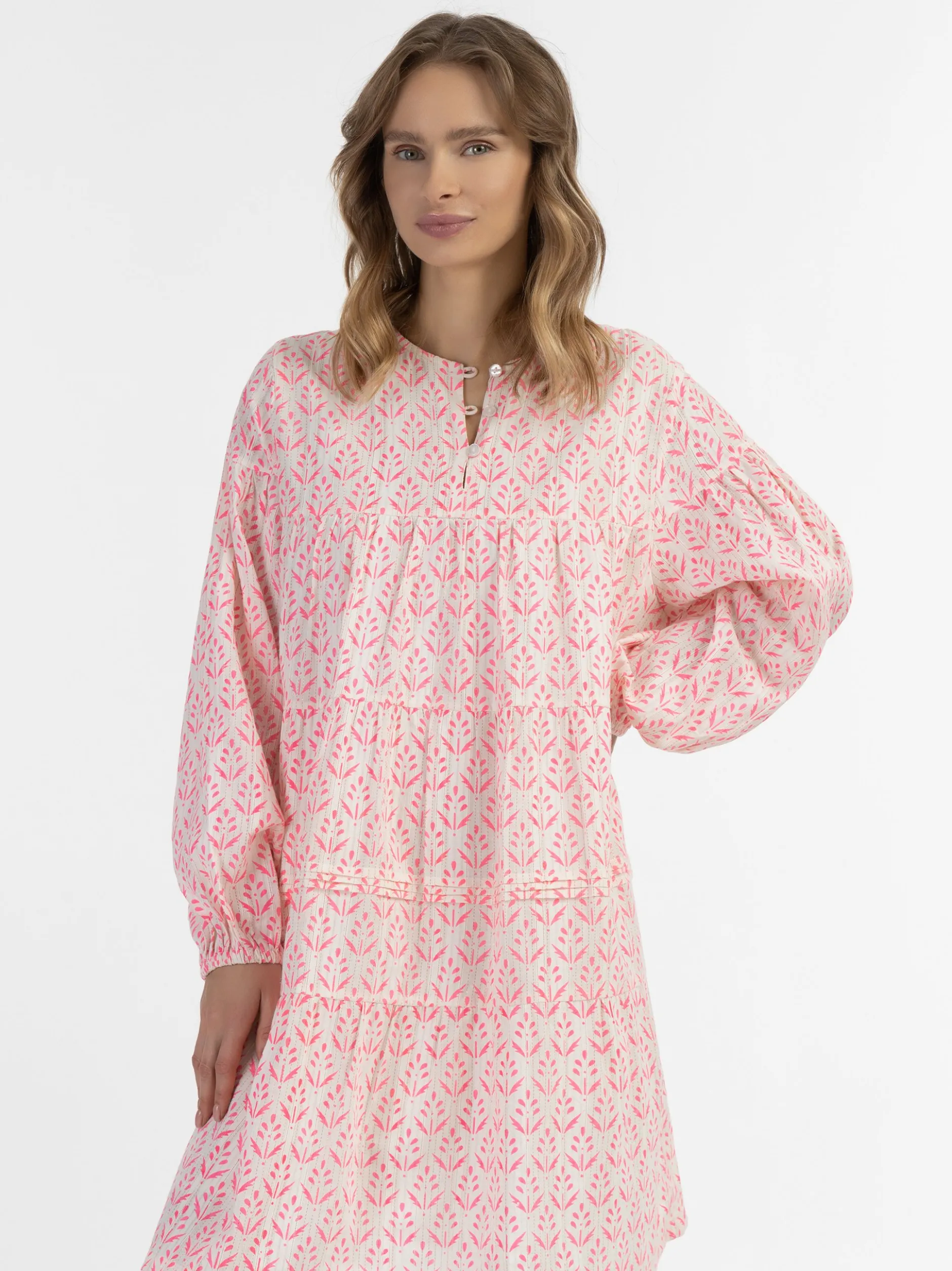 IZIA Damen Midikleid mit Allover-Print in pink