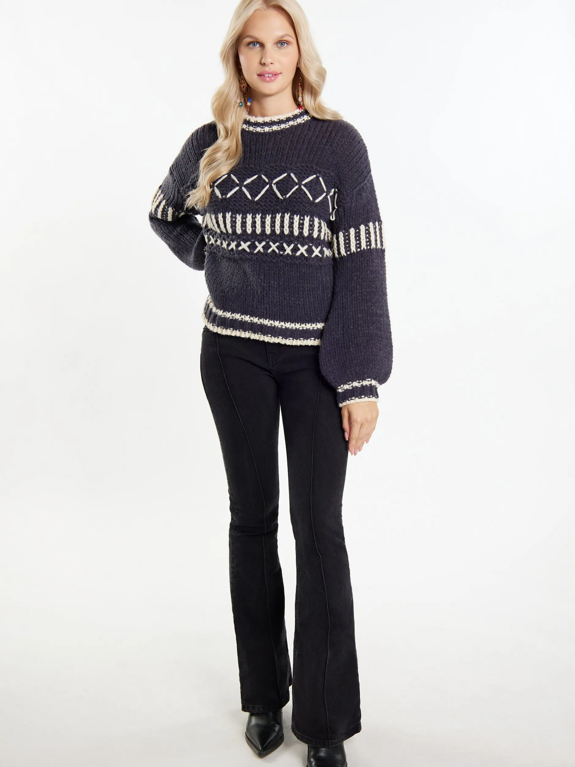 IZIA Damen Pullover in anthrazit