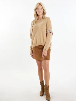 IZIA Damen Pullover in beige - Ausschnitt: Rundhals