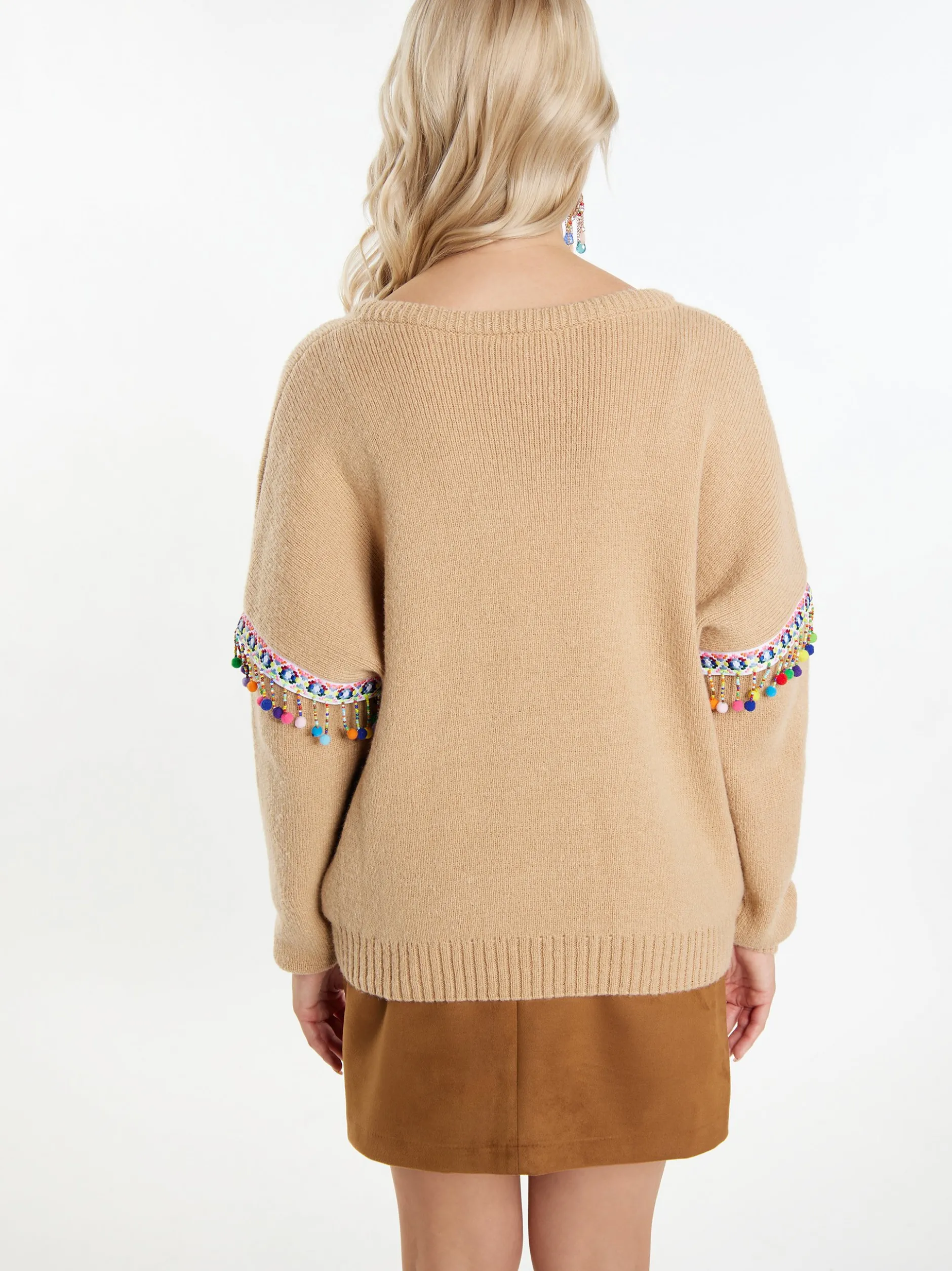 IZIA Damen Pullover in beige - Ausschnitt: Rundhals