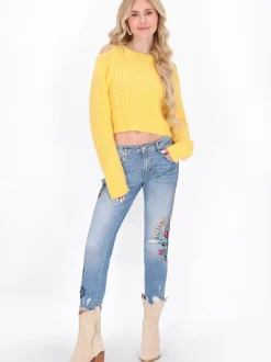 IZIA Damen Pullover in gelb - Ausschnitt: Rundhals