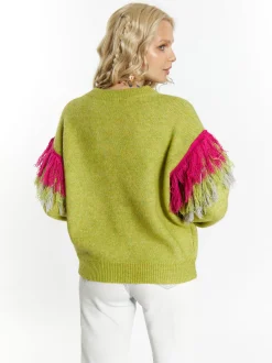 IZIA Damen Pullover in grün - Ausschnitt: Troyerkragen