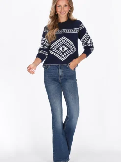 IZIA Damen Pullover in marine - Ausschnitt: Rundhals