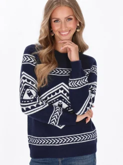 IZIA Damen Pullover in marine - Ausschnitt: Rundhals