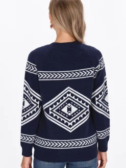 IZIA Damen Pullover in marine - Ausschnitt: Rundhals