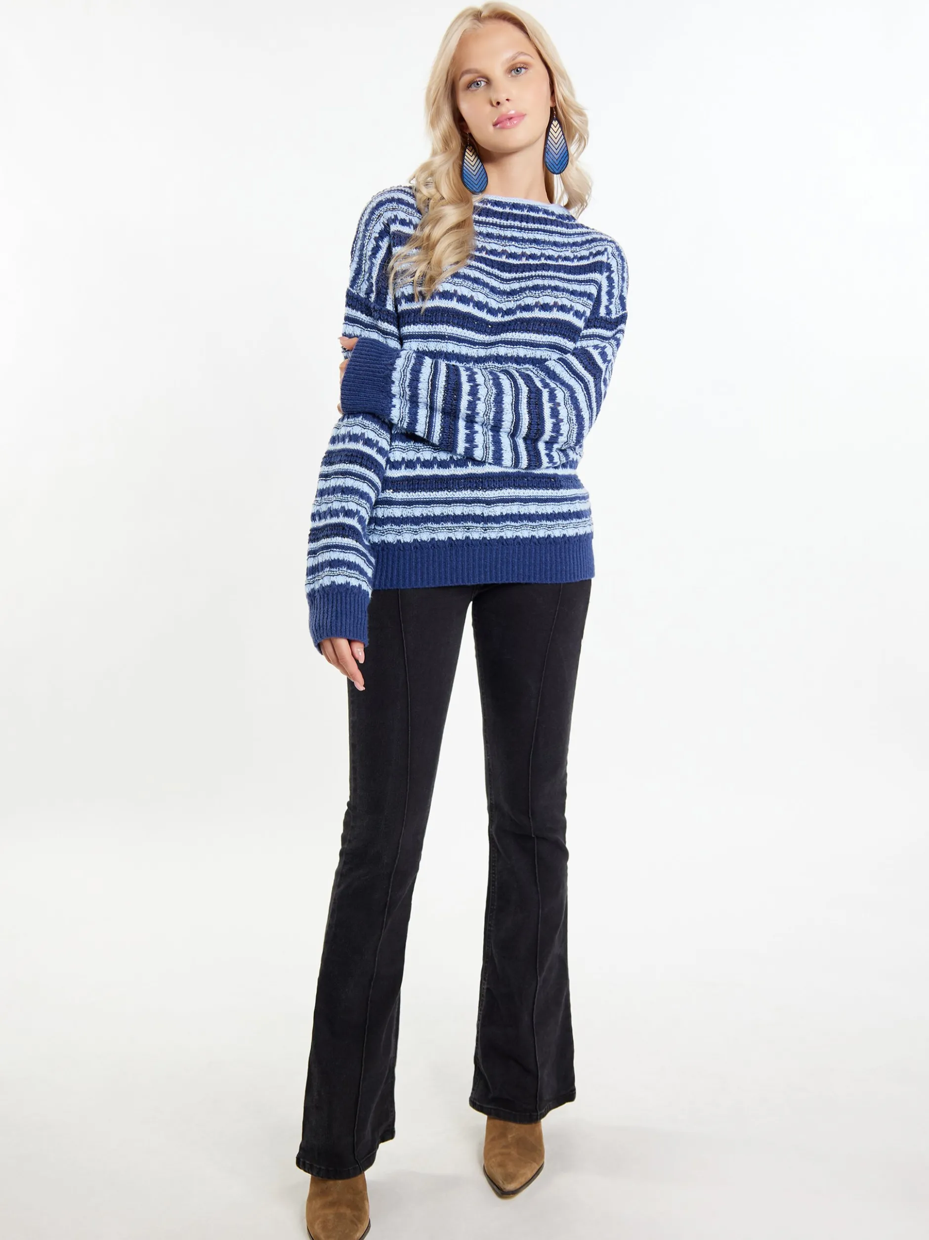 IZIA Damen Pullover in marine - Ausschnitt: Troyerkragen