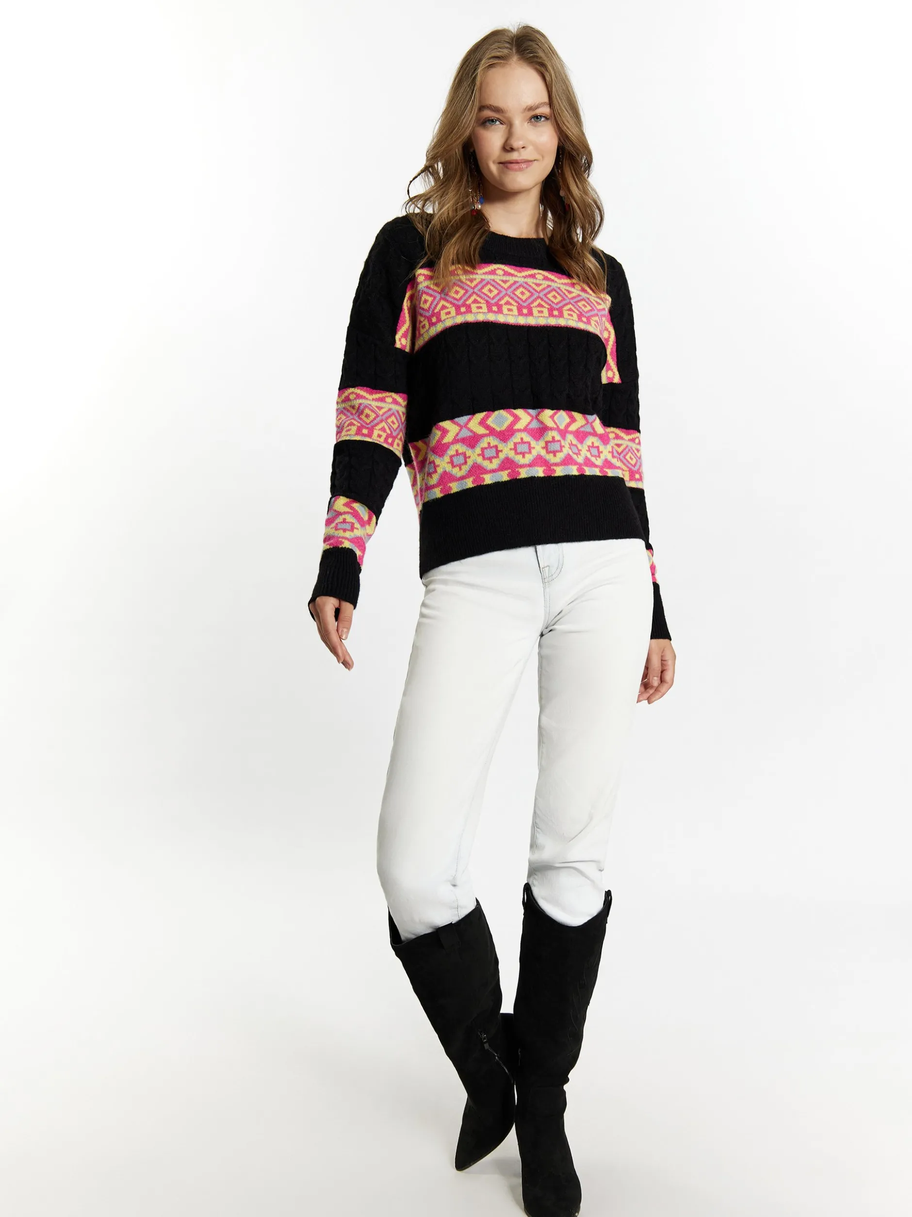 IZIA Damen Pullover in mehrfarbig - Ausschnitt: Rundhals