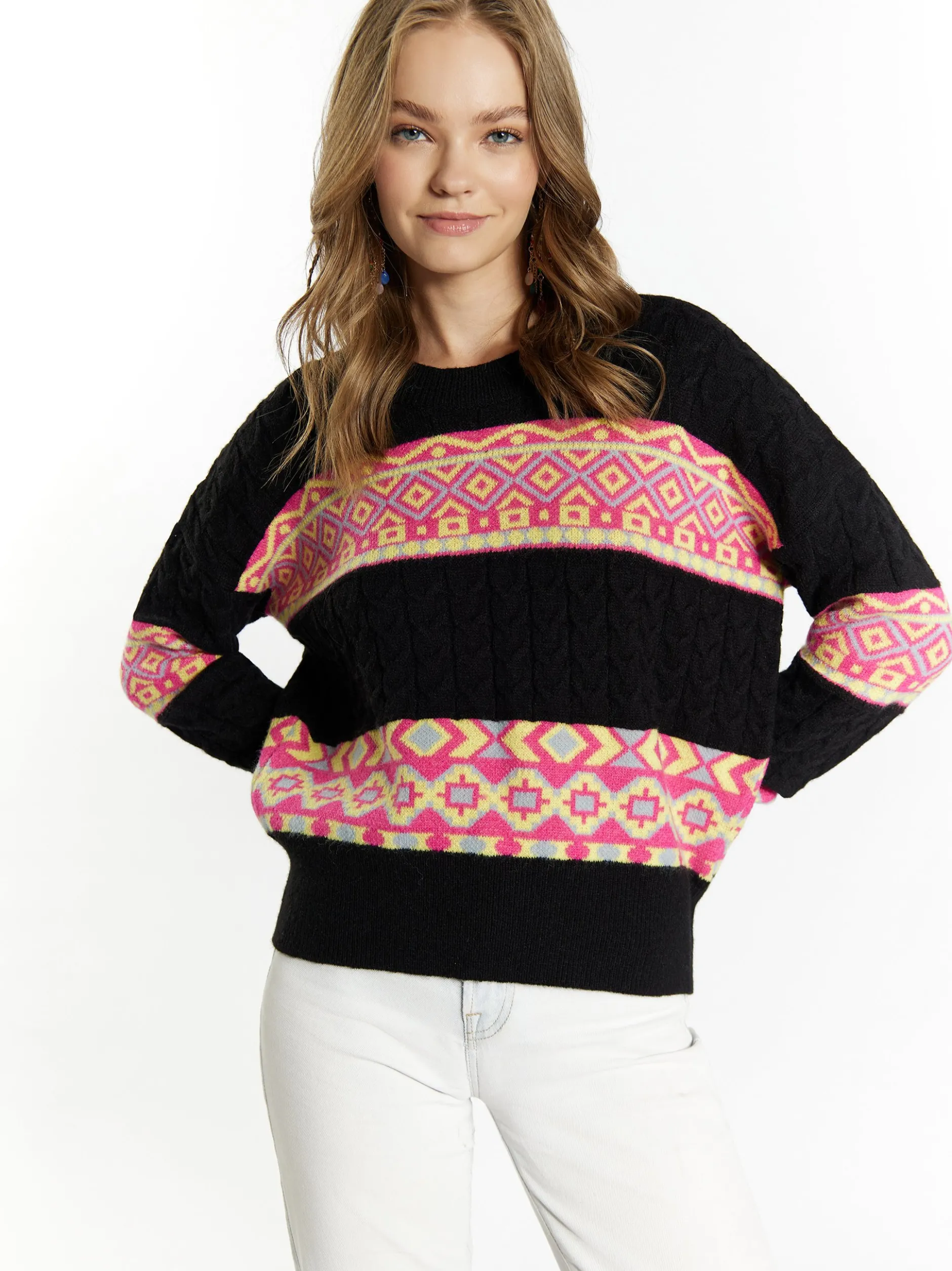 IZIA Damen Pullover in mehrfarbig - Ausschnitt: Rundhals