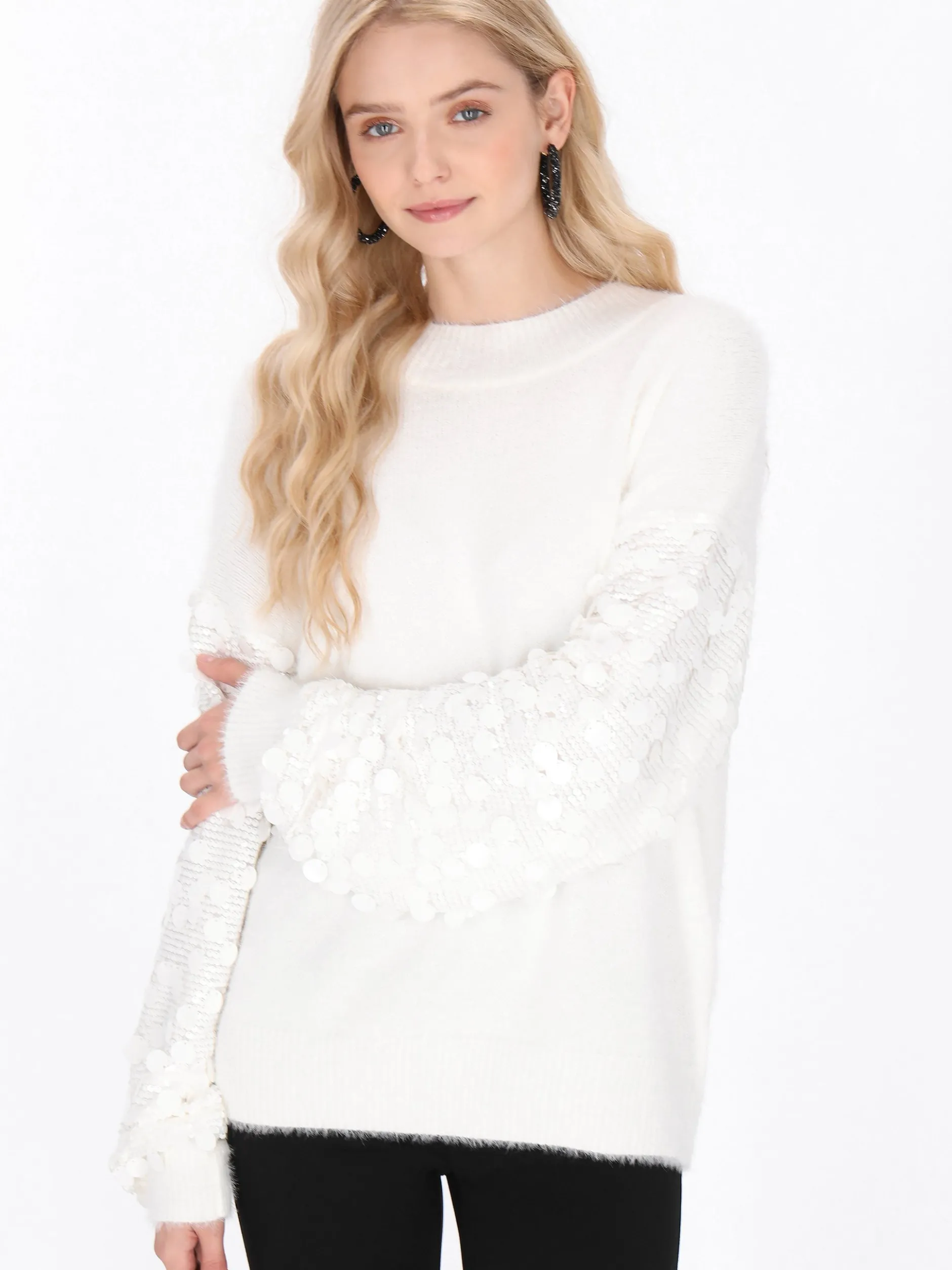 IZIA Damen Pullover in weiß