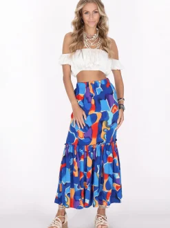 IZIA Damen Rock in blau orange