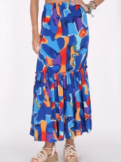 IZIA Damen Rock in blau orange