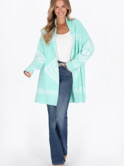 IZIA Damen Strickjacke in aqua