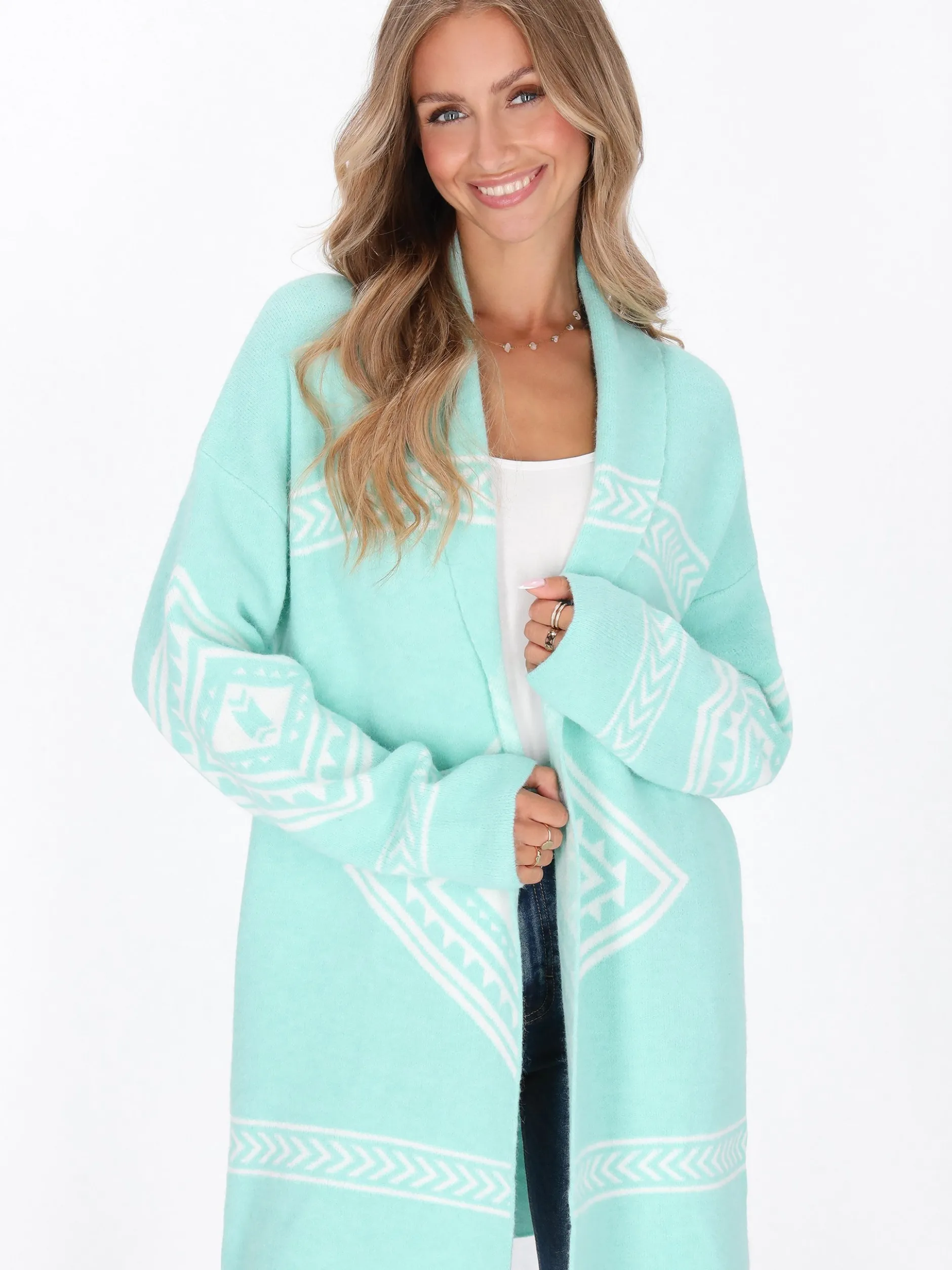 IZIA Damen Strickjacke in aqua