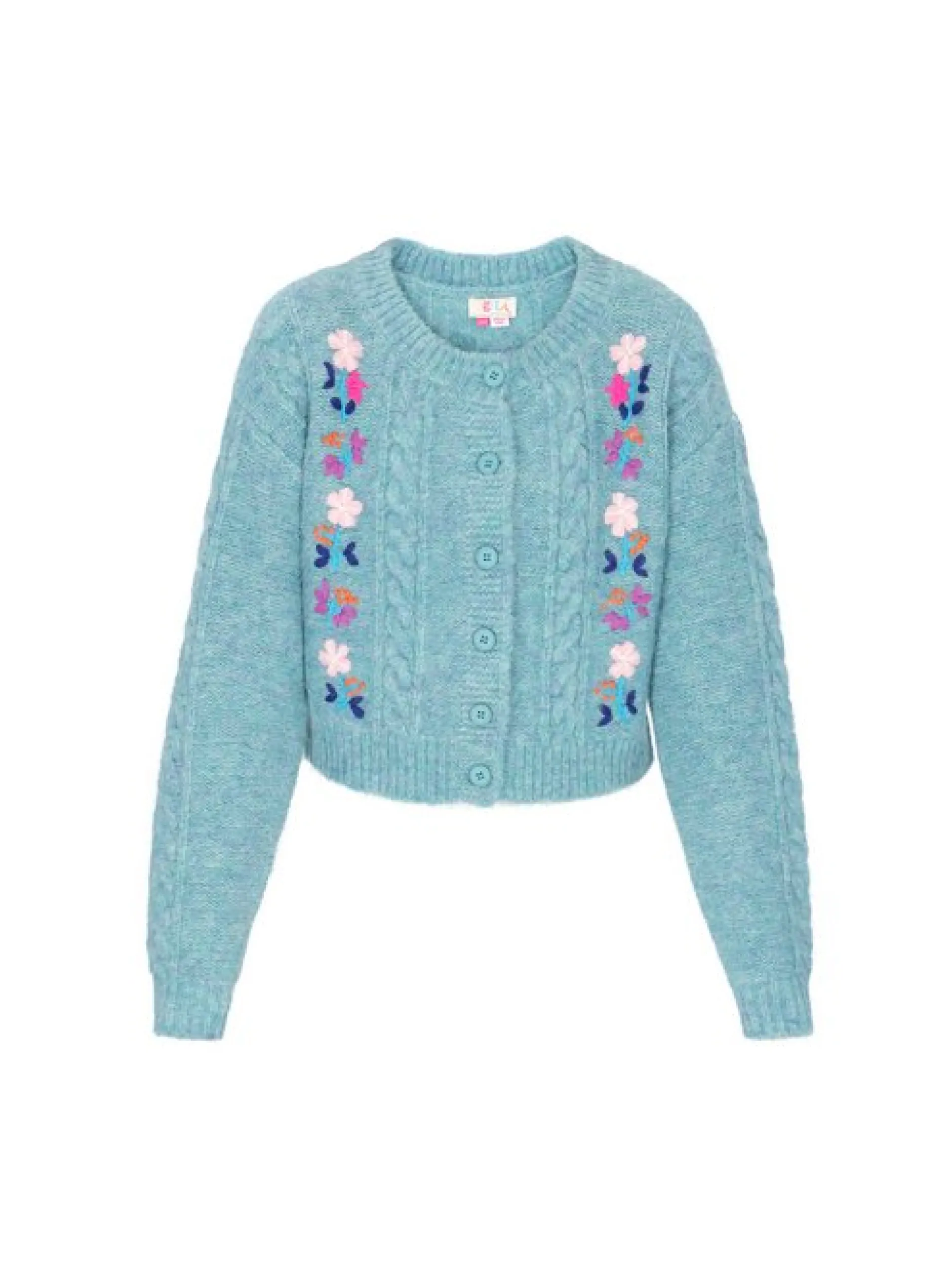 IZIA Damen Strickjacke in blau - Ausschnitt: Rundhals