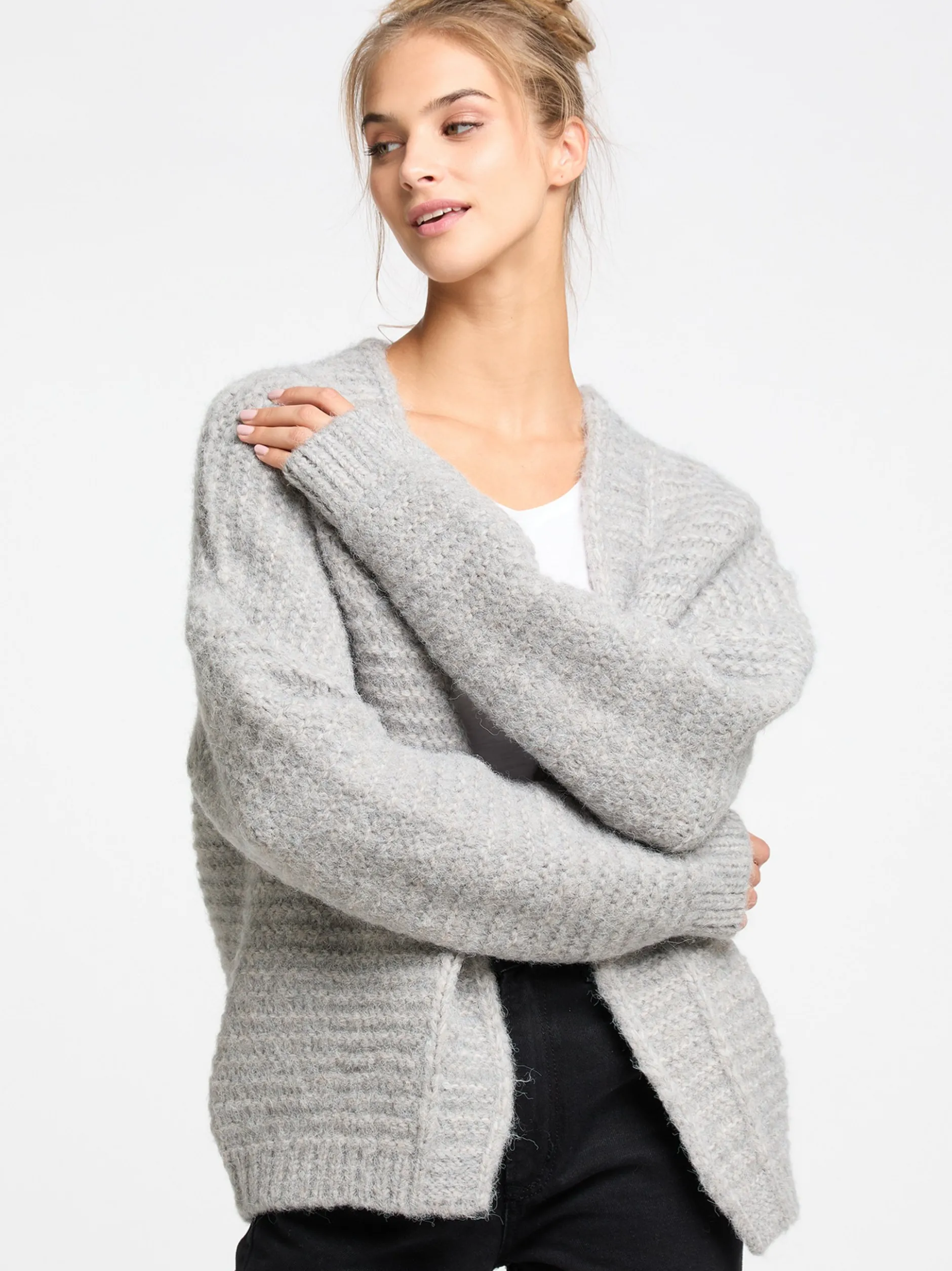 IZIA Damen Strickjacke in hellgrau