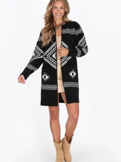 IZIA Damen Strickjacke in schwarz - Ausschnitt: Rundhals