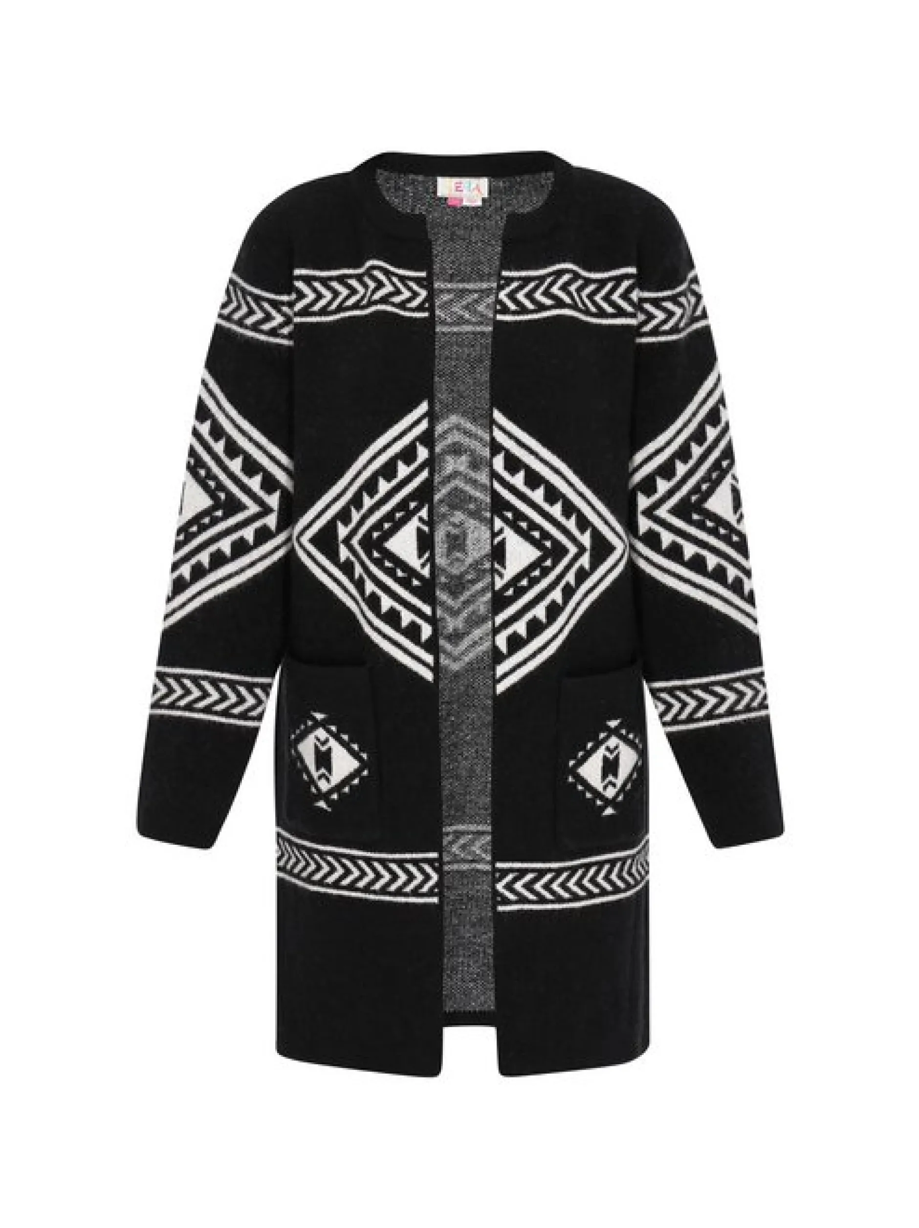 IZIA Damen Strickjacke in schwarz - Ausschnitt: Rundhals