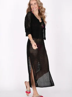 IZIA Damen Strickjacke in schwarz - Ausschnitt: Rundhals