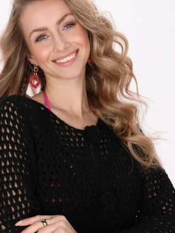 IZIA Damen Strickjacke in schwarz - Ausschnitt: Rundhals