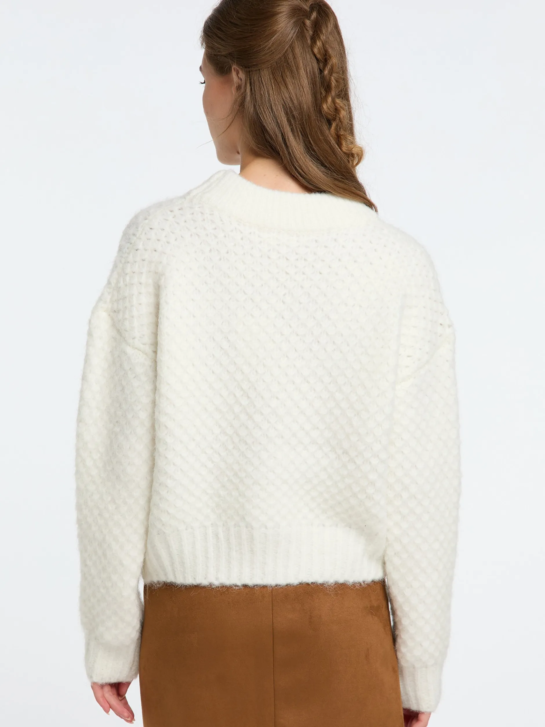 IZIA Damen Strickpullover in weiß