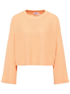 IZIA Damen Sweatshirt in orange - Ausschnitt: Rundhals