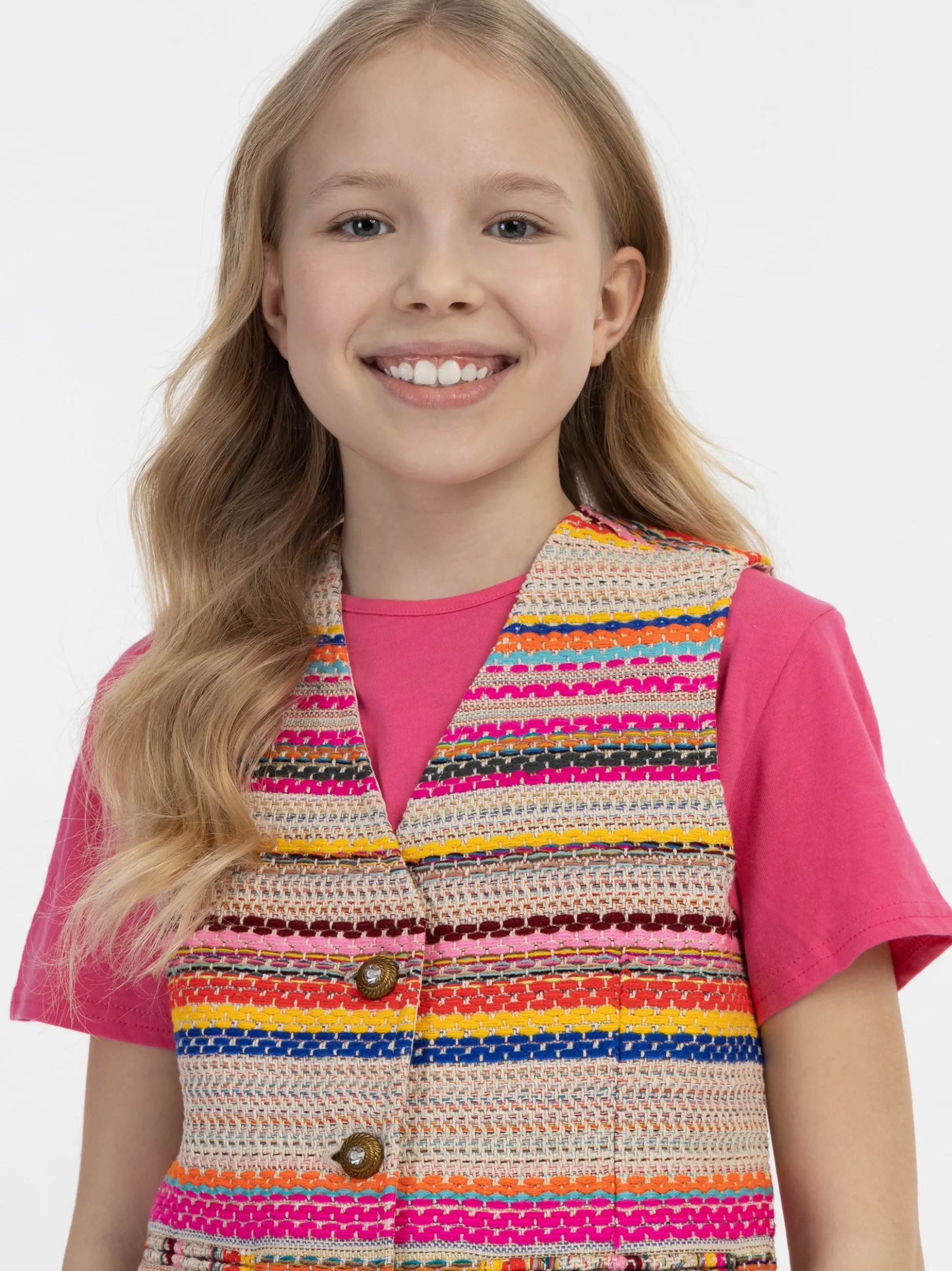 IZIA Mädchen Weste in pink - Ausschnitt: V-Ausschnitt