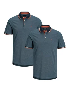 Jack & Jones Herren Poloshirt - 2er Pack Paulos - Slim Fit in blau