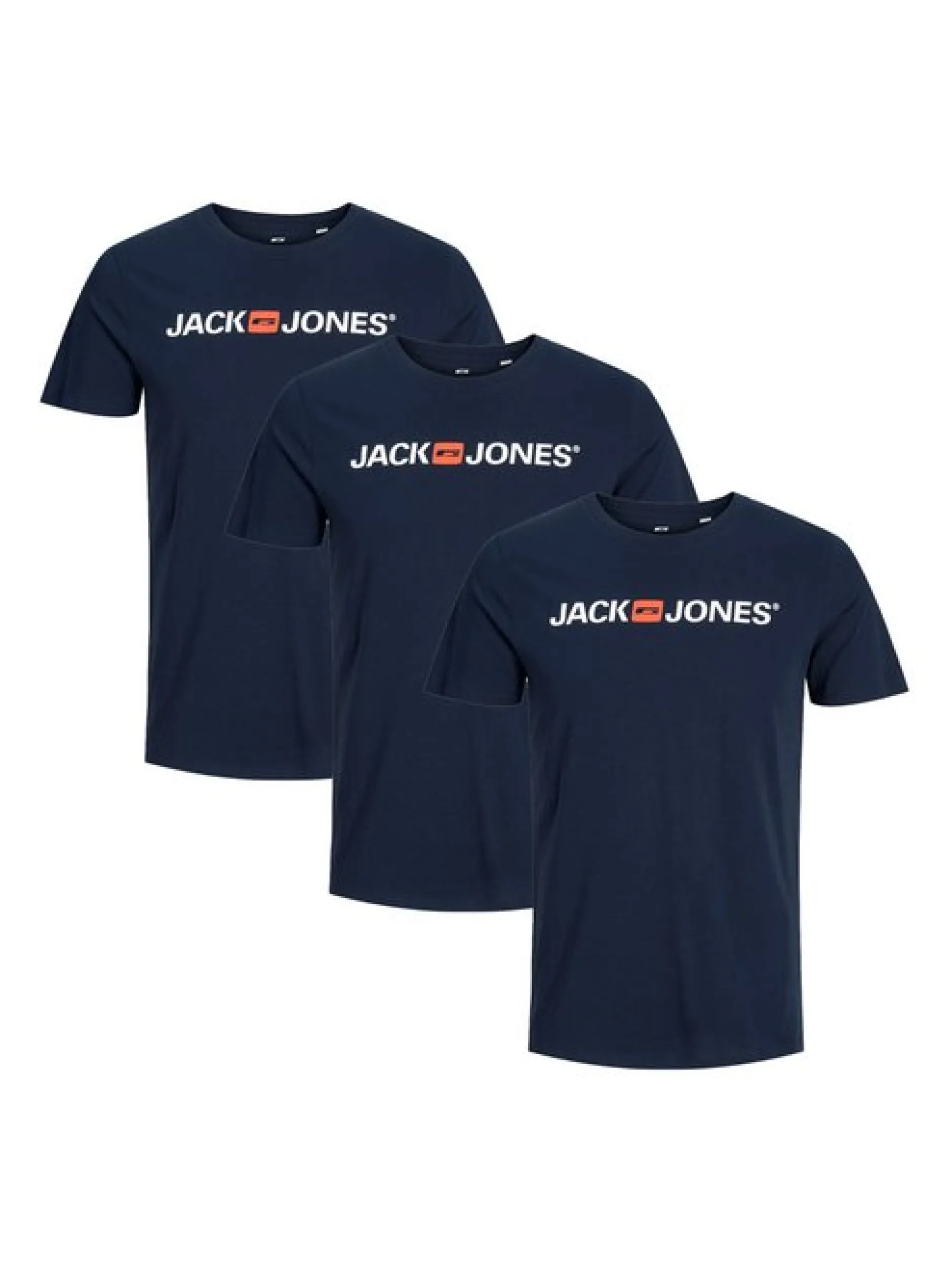 Jack & Jones Herren T-Shirt - 3er Pack Basic in blau