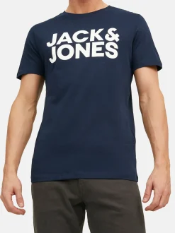 Jack & Jones Herren T-Shirt - 3er Pack Corp in blau