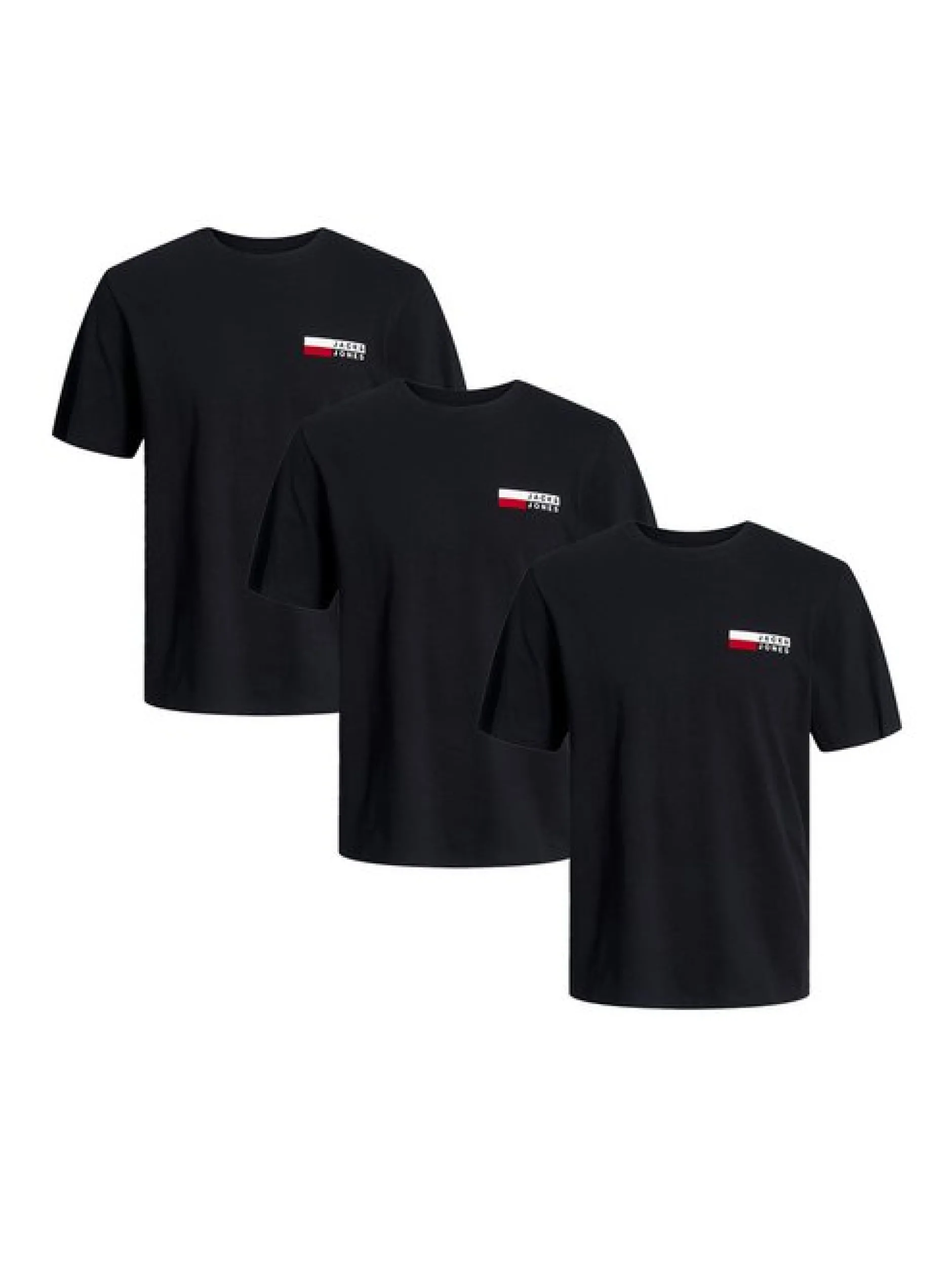 Jack & Jones Herren T-Shirt - 3er Pack Corp in schwarz
