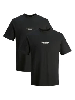 Jack & Jones Herren T-Shirt - 2er Pack Jorvesterbro in schwarz