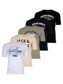 Jack & Jones Herren T-Shirts im 5er-Pack in mehrfarbig